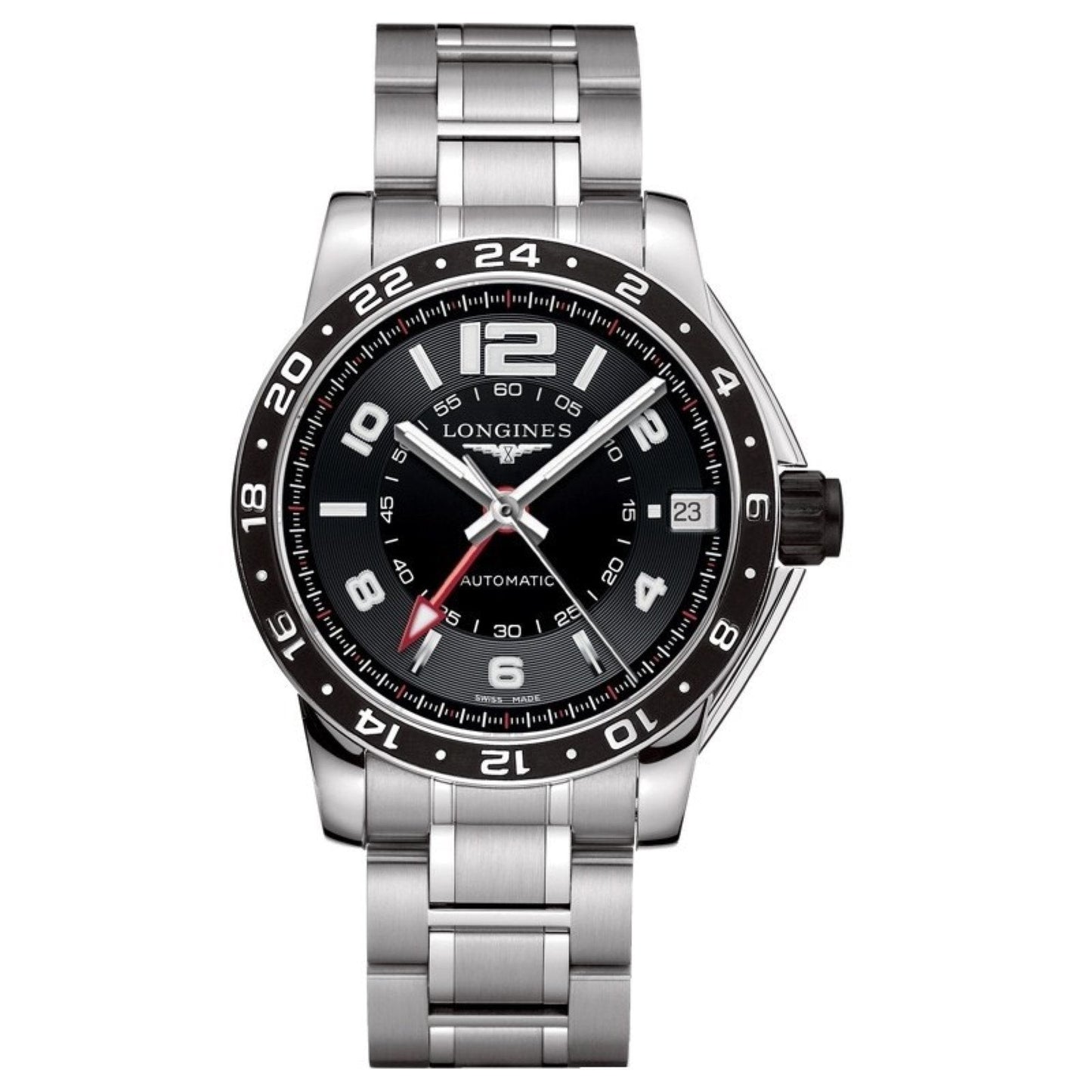 Longines Uhr Admiral GMT 42mm schwarz Automatik Stahl L3.668.4.56.6