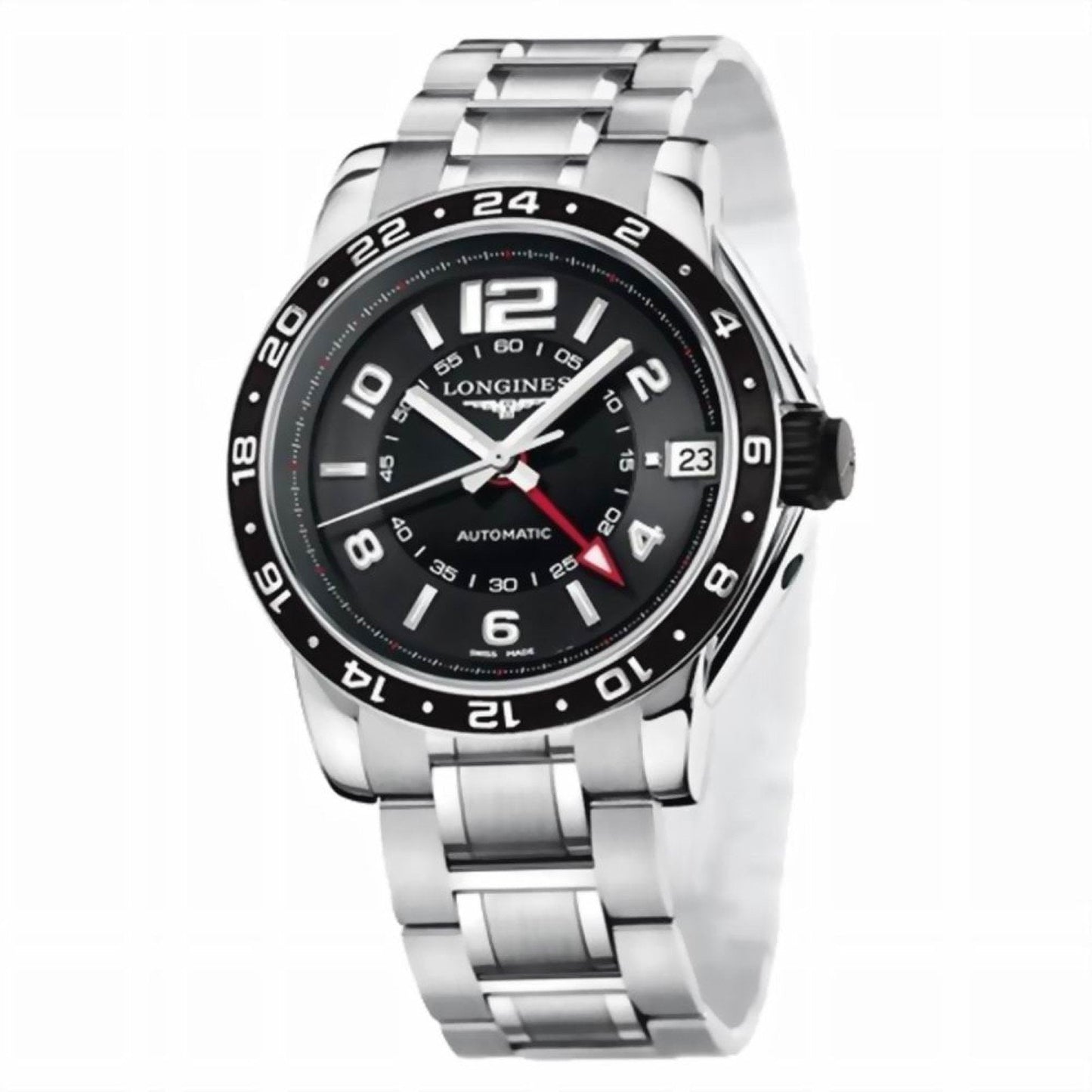 Longines Uhr Admiral GMT 42mm schwarz Automatik Stahl L3.668.4.56.6