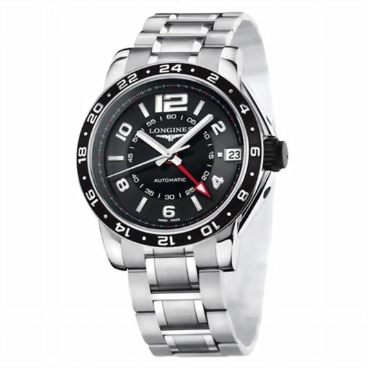 Longines Uhr Admiral GMT 42mm schwarz Automatik Stahl L3.668.4.56.6