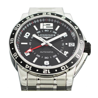 Longines Uhr Admiral GMT 42mm schwarz Automatik Stahl L3.668.4.56.6
