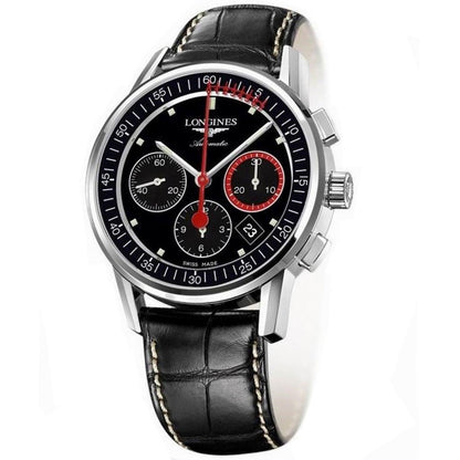 Longines Uhr Column-Wheel Chronograph Record 41mm schwarz Stahl automatisch L4.754.4.52.4