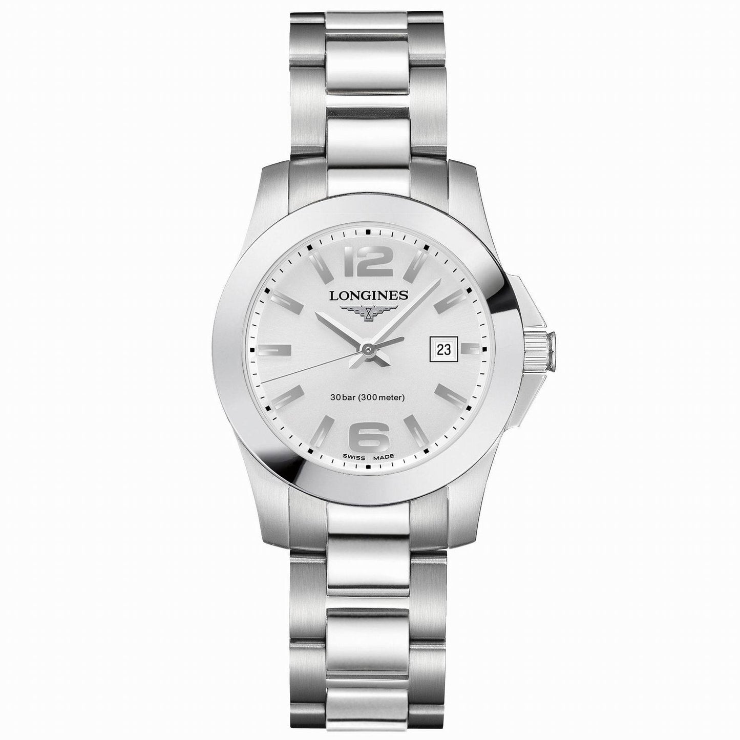 Longines Uhr Conquest 29,5mm silber Stahl Quarz L3.376.4.76.6