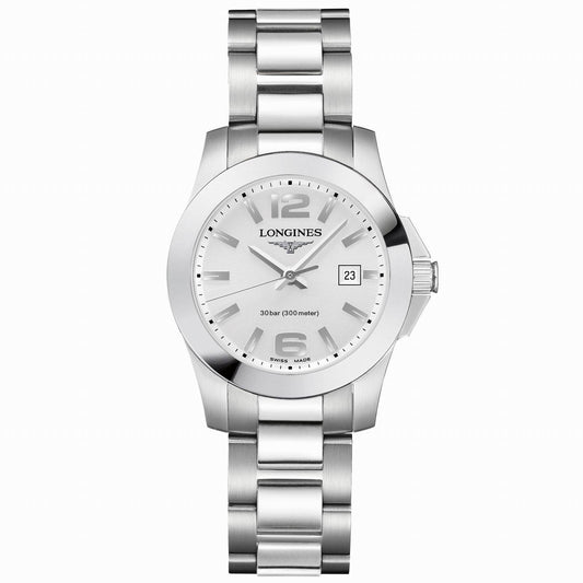 Longines Uhr Conquest 29,5mm silber Stahl Quarz L3.376.4.76.6