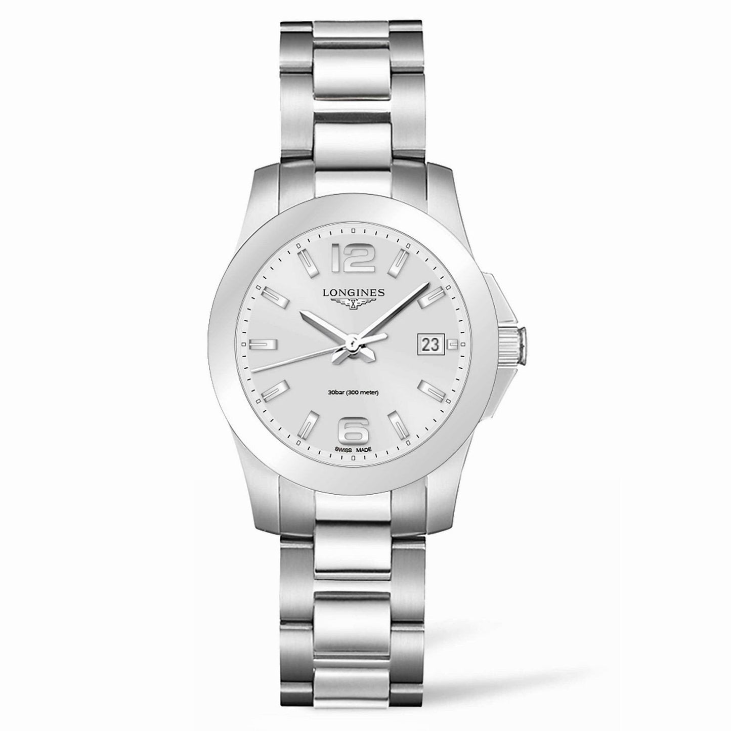 Longines Uhr Conquest 34mm silber Stahl Quarz L3.377.4.76.6