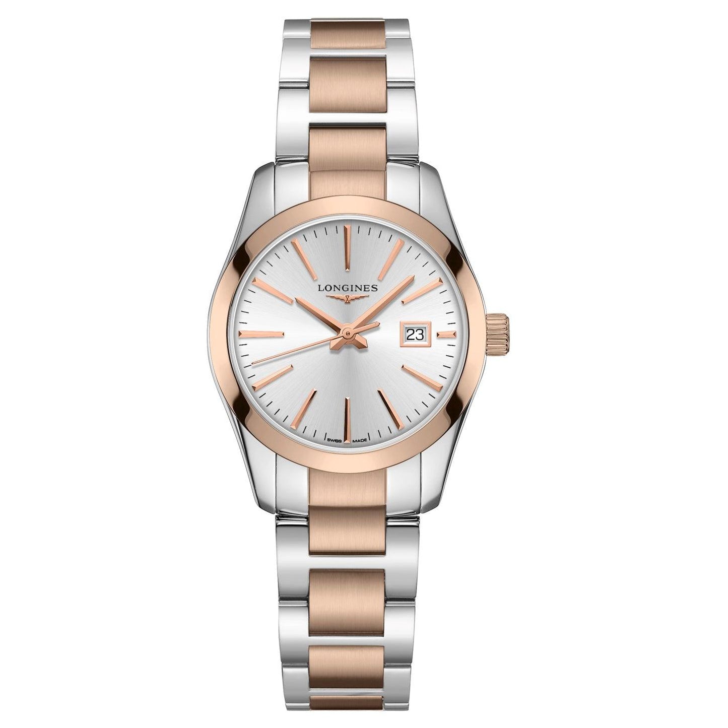 Longines Uhr Conquest Classic 29,5mm silber Quarz Stahl PVD Roségold L2.286.3.72.7