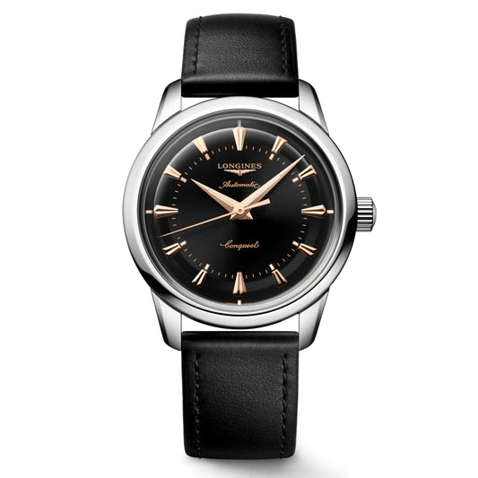 Longines Uhr Conquest Heritage 38mm schwarz Automatik Stahl L1.649.4.52.2