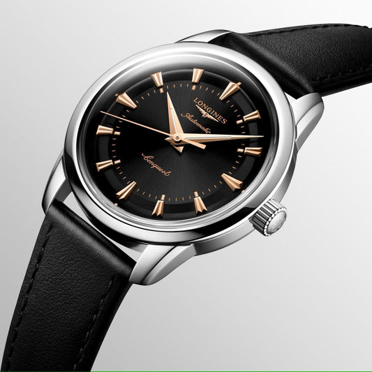 Longines Uhr Conquest Heritage 38mm schwarz Automatik Stahl L1.649.4.52.2
