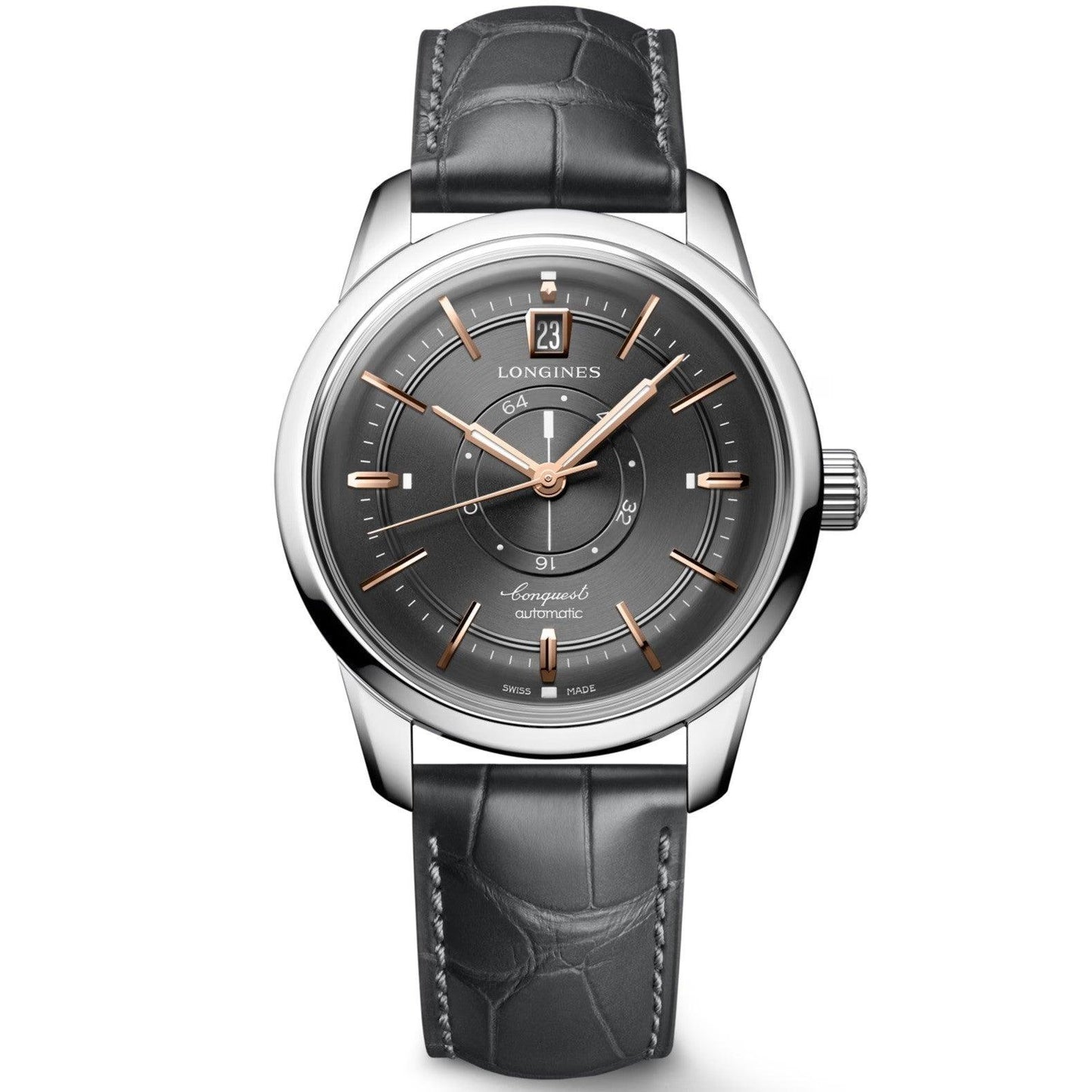 Longines Conquest Heritage Central Power Reserve 38mm anthrazitfarbenes Automatik-Stahlarmband L1.648.4.62.2 Uhr
