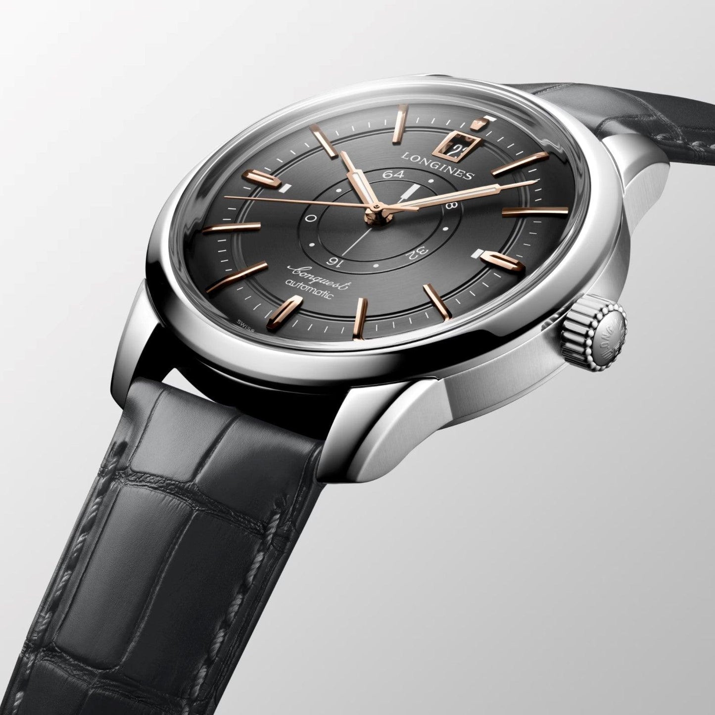 Longines Conquest Heritage Central Power Reserve 38mm anthrazitfarbenes Automatik-Stahlarmband L1.648.4.62.2 Uhr