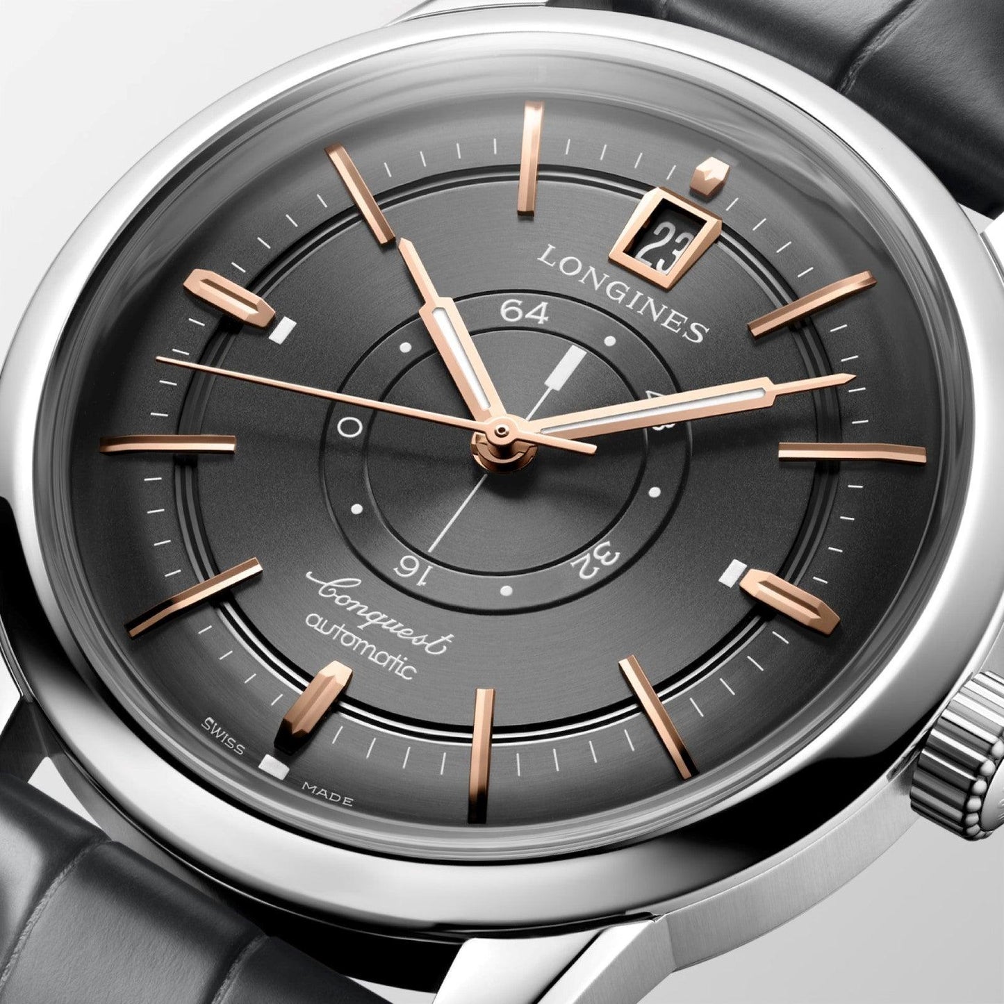 Longines Conquest Heritage Central Power Reserve 38mm anthrazitfarbenes Automatik-Stahlarmband L1.648.4.62.2 Uhr