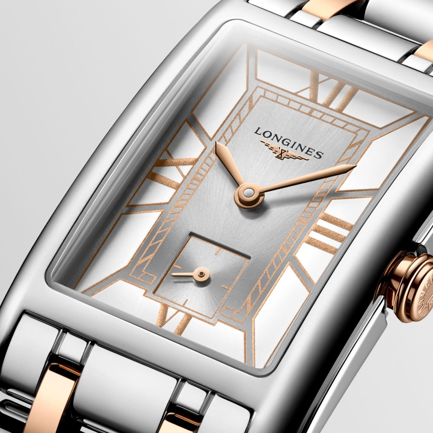 Longines Armbanduhr DolceVita 23,30x37,00mm weiß Quarz Edelstahl und 18kt Roségold L5.512.5.75.7