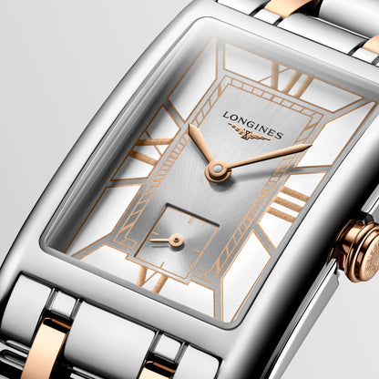 Longines Armbanduhr DolceVita 23,30x37,00mm weiß Quarz Edelstahl und 18kt Roségold L5.512.5.75.7