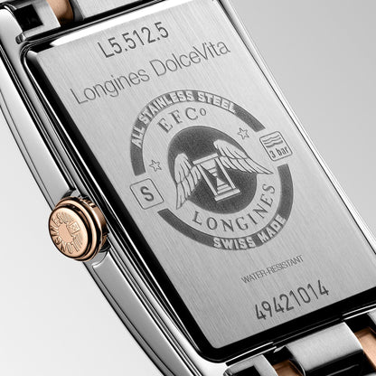 Longines Armbanduhr DolceVita 23,30x37,00mm weiß Quarz Edelstahl und 18kt Roségold L5.512.5.75.7