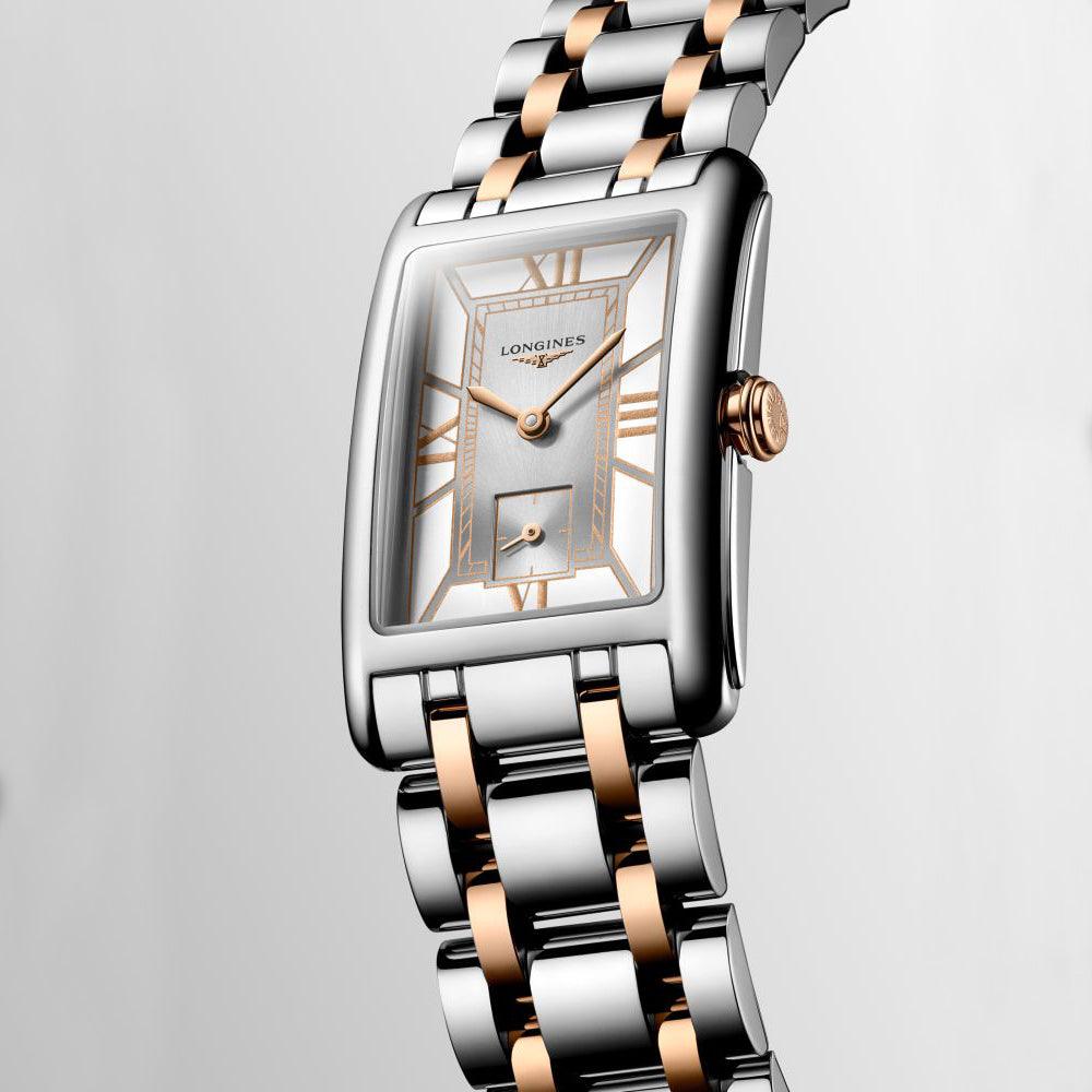 Longines Armbanduhr DolceVita 23,30x37,00mm weiß Quarz Edelstahl und 18kt Roségold L5.512.5.75.7