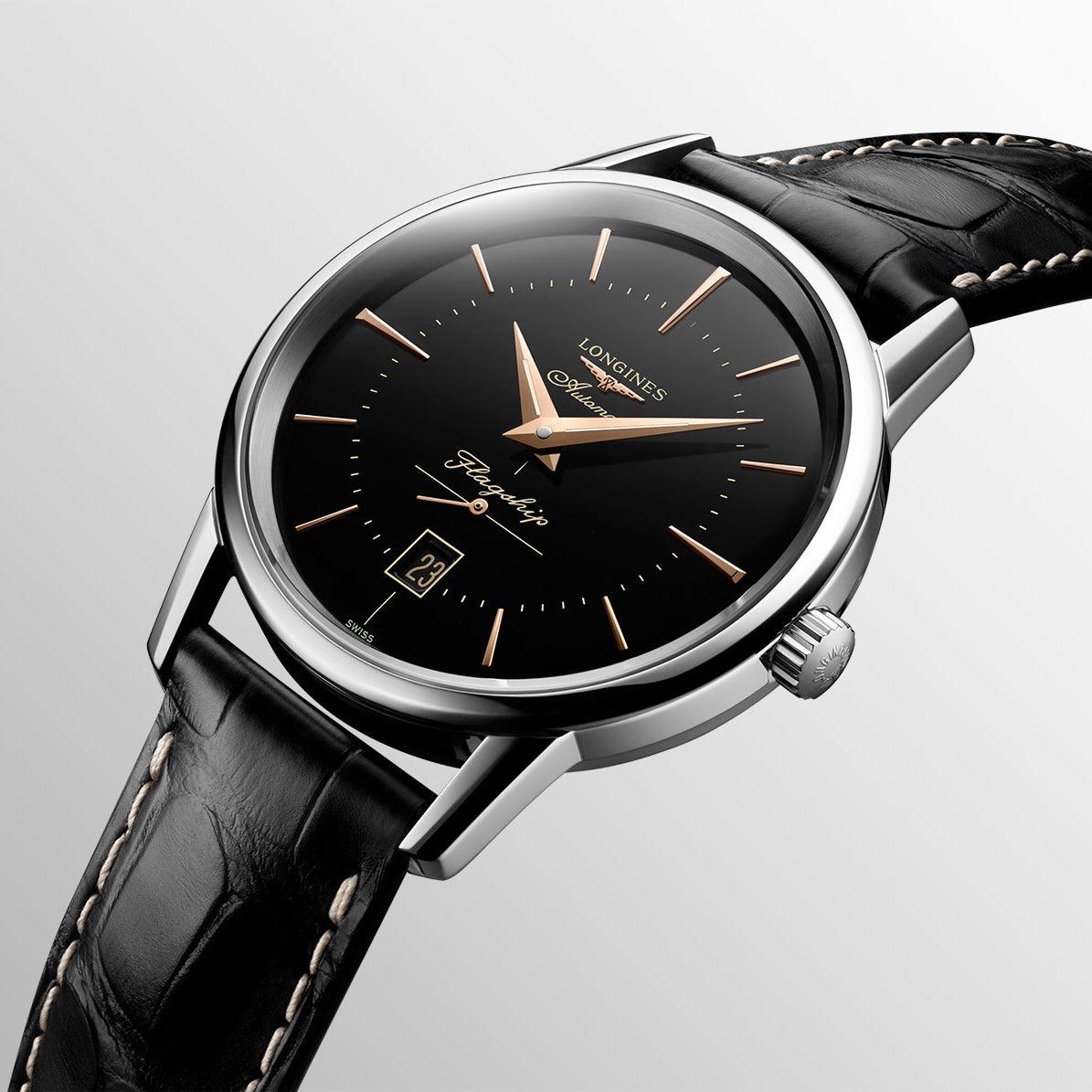 Longines Uhr Flagship Heritage 38,5mm Schwarz Automatik Stahl L4.795.4.58.0