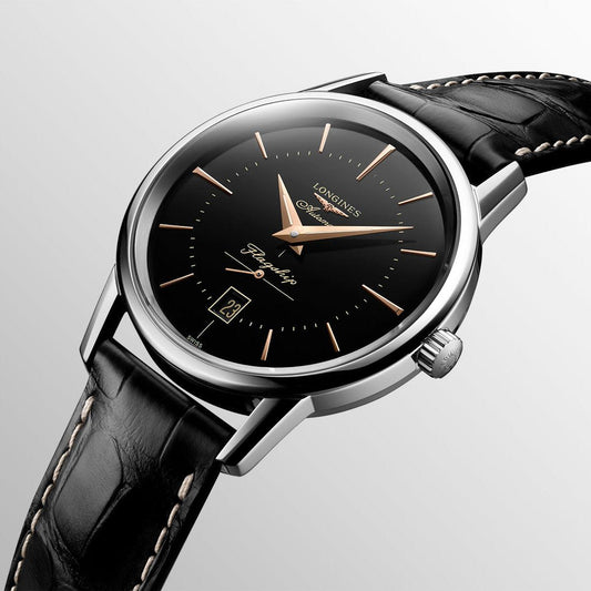 Longines Uhr Flagship Heritage 38,5mm Schwarz Automatik Stahl L4.795.4.58.0