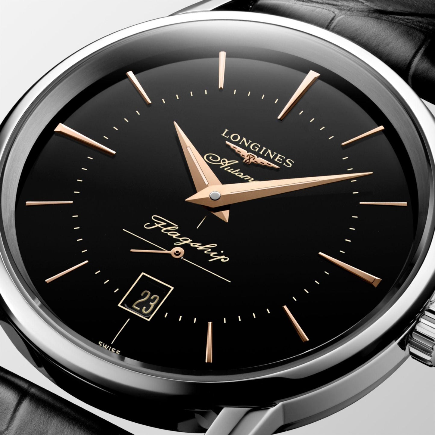 Longines Uhr Flagship Heritage 38,5mm Schwarz Automatik Stahl L4.795.4.58.0