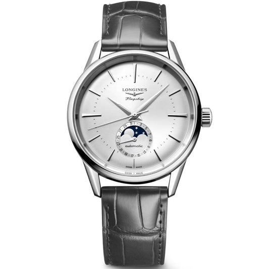 Longines Uhr Flagship Heritage Mondphase 38,5 mm Silber Automatik Stahl L4.815.4.72.2