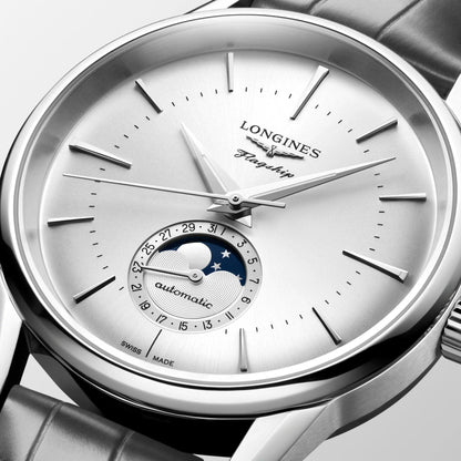 Longines Uhr Flagship Heritage Mondphase 38,5 mm Silber Automatik Stahl L4.815.4.72.2