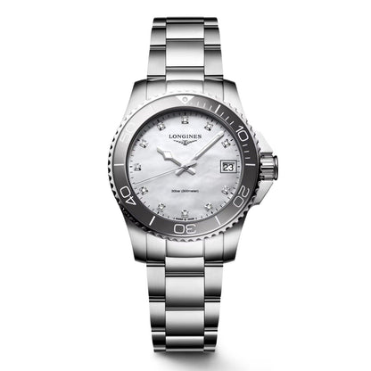 Longines Uhr Hydroconquest 32mm Perlmutt Diamanten Quarz Stahl