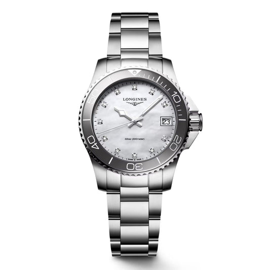 Longines Uhr Hydroconquest 32mm Perlmutt Diamanten Quarz Stahl