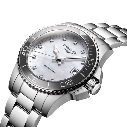 Longines Uhr Hydroconquest 32mm Perlmutt Diamanten Quarz Stahl