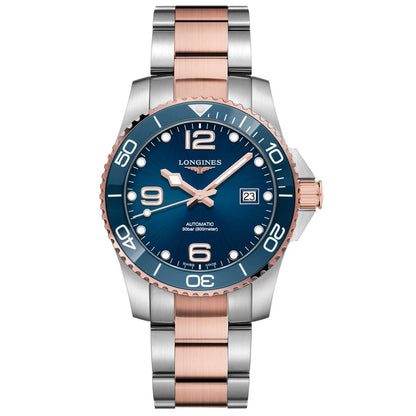 Longines Uhr HydroConquest 41mm blau Automatik Stahl PVD Roségold L3.781.3.98.7