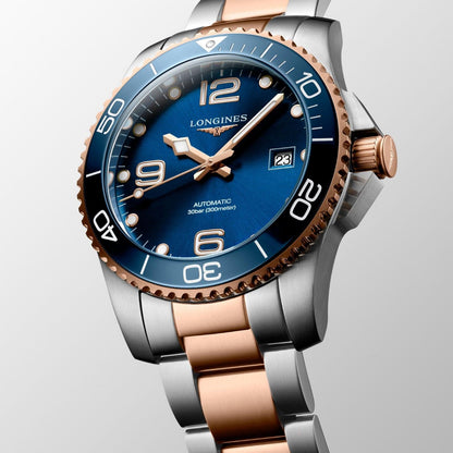 Longines Uhr HydroConquest 41mm blau Automatik Stahl PVD Roségold L3.781.3.98.7