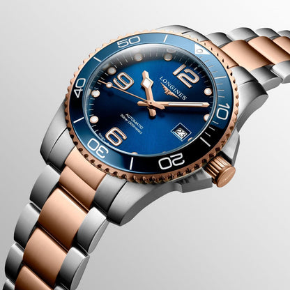Longines Uhr HydroConquest 41mm blau Automatik Stahl PVD Roségold L3.781.3.98.7