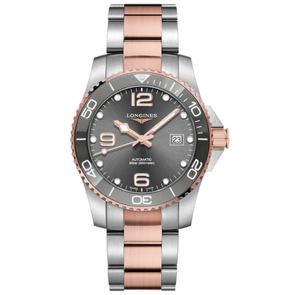 Longines Uhr HydroConquest 41mm grau Automatik Stahl PVD-Finish Roségold L3.781.3.78.7