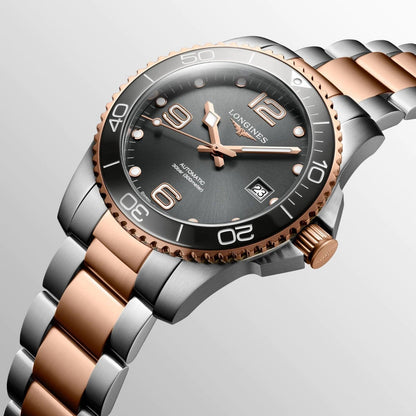Longines Uhr HydroConquest 41mm grau Automatik Stahl PVD-Finish Roségold L3.781.3.78.7