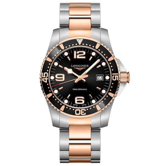 Longines Uhr HydroConquest 41mm schwarz Quarz Stahl PVD Roségold-Finish L3.740.3.58.7