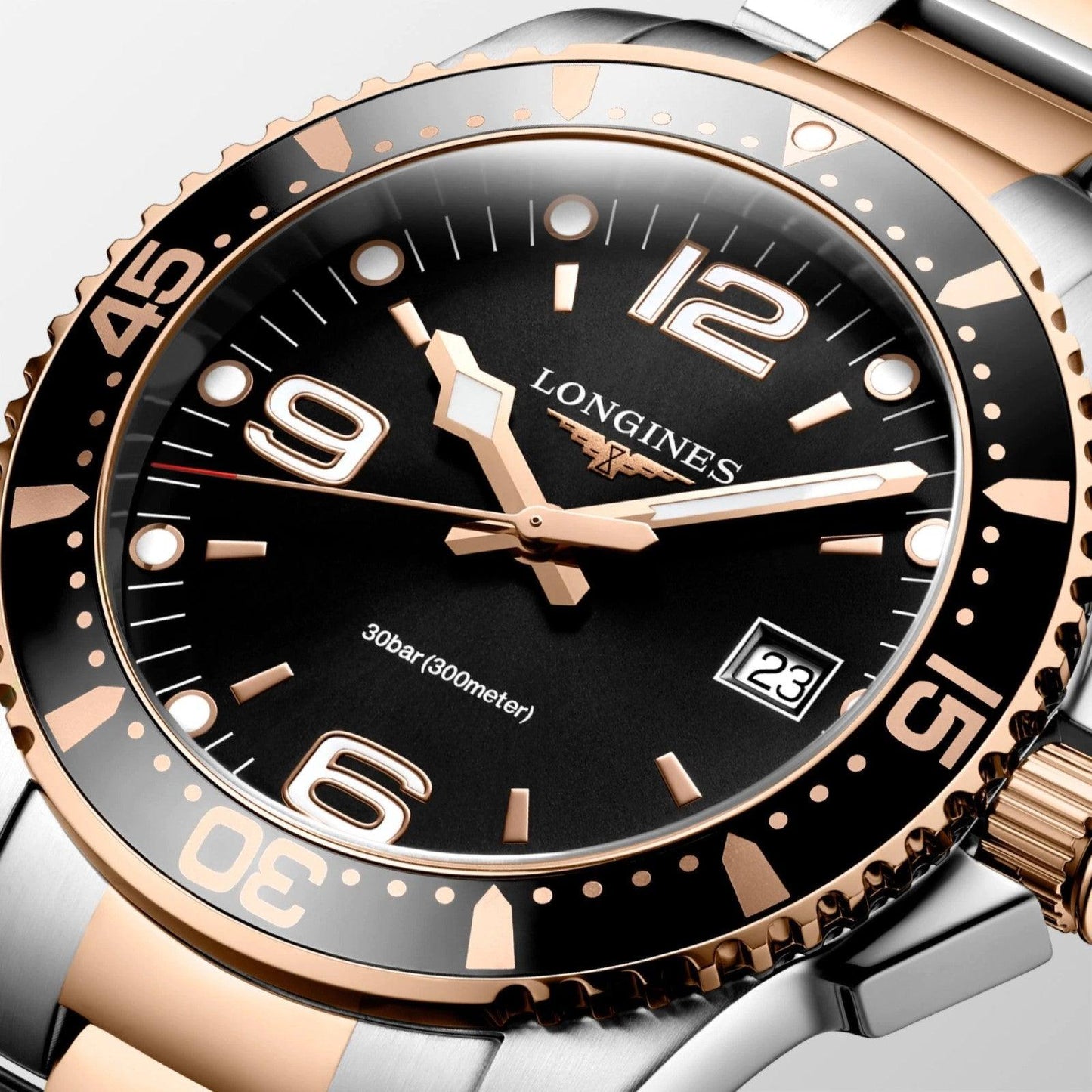 Longines Uhr HydroConquest 41mm schwarz Quarz Stahl PVD Roségold-Finish L3.740.3.58.7