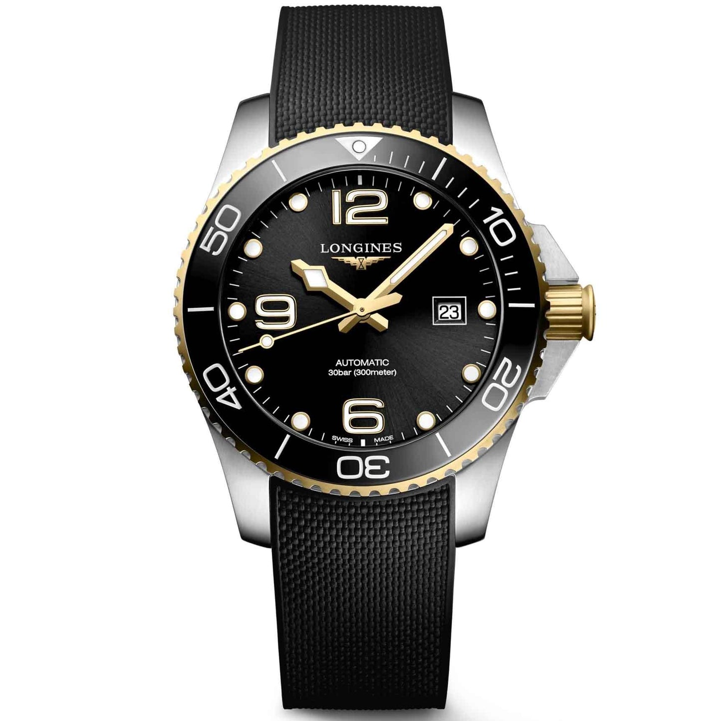 Longines Uhr HydroConquest 43mm schwarz automatisch Stahl PVD-Gelbvergoldung L3.782.3.56.9