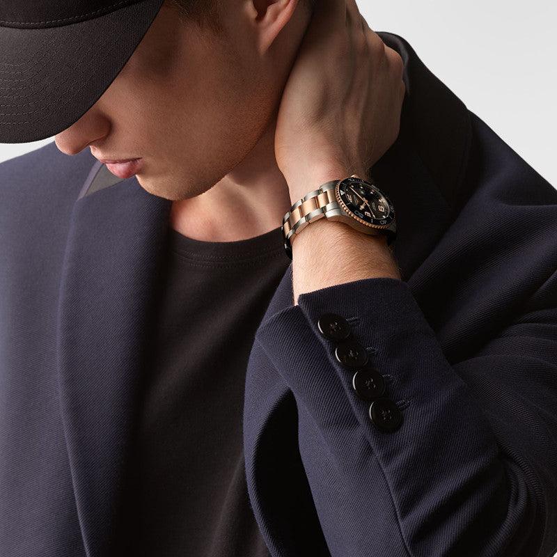 Longines Armbanduhr HydroConquest 43 mm schwarz Automatik Stahl Roségold PVD-Beschichtung L3.782.3.58.7