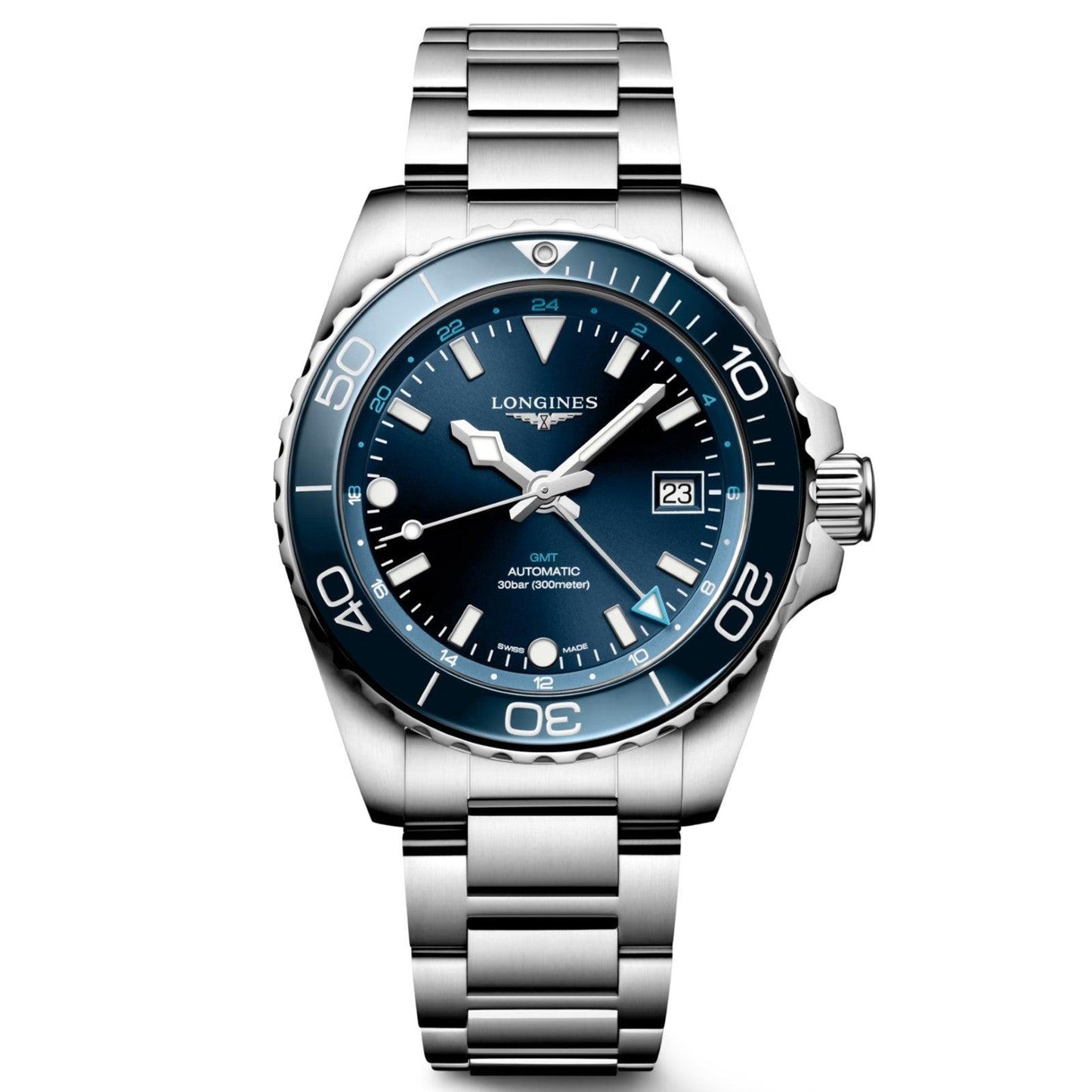 Longines Uhr Hydroconquest GMT 41mm Blau Automatik Stahl L3.790.4.96.6