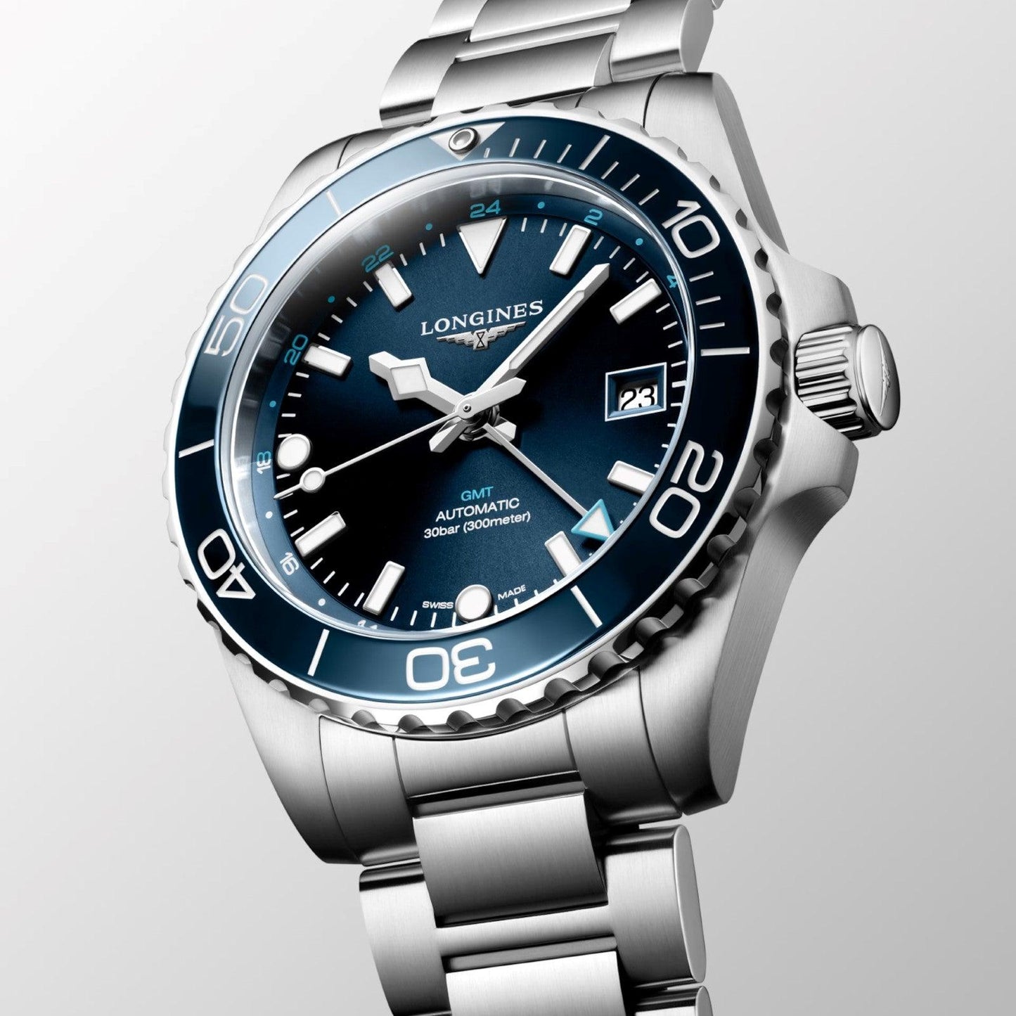 Longines Uhr Hydroconquest GMT 41mm Blau Automatik Stahl L3.790.4.96.6