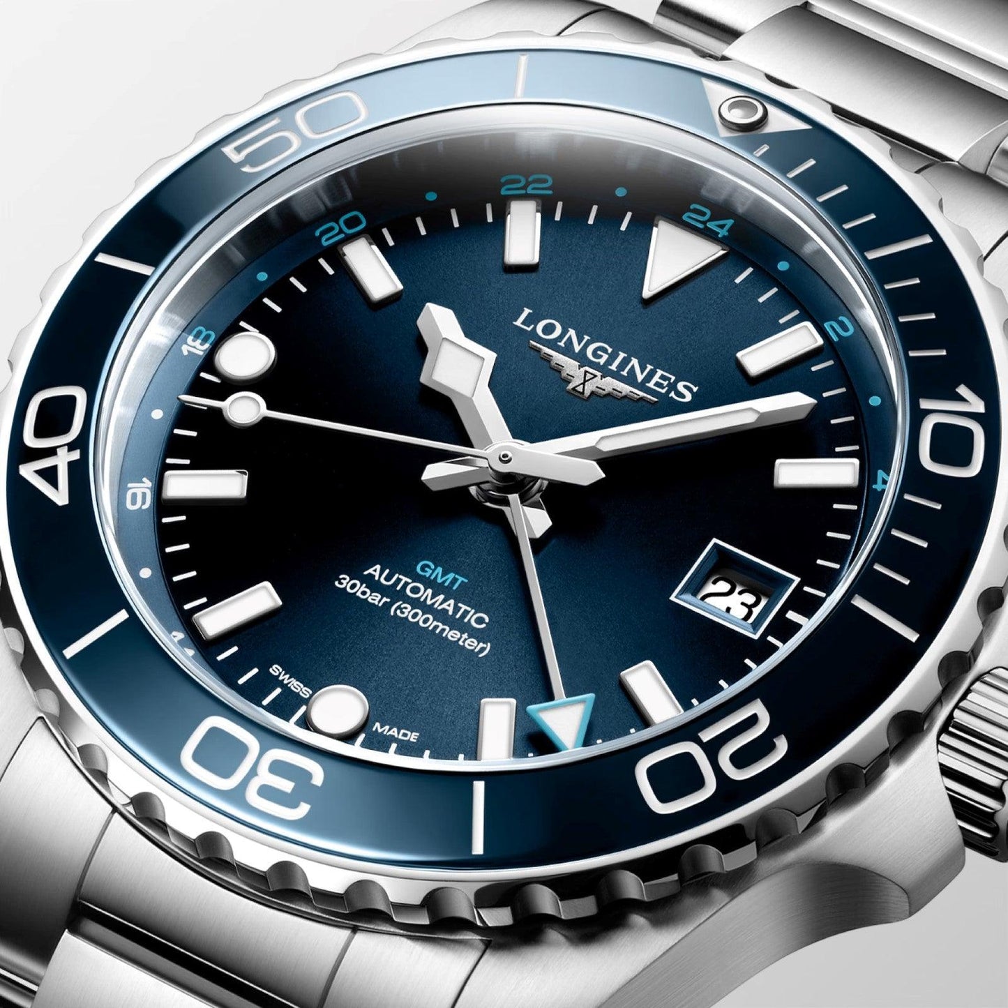 Longines Uhr Hydroconquest GMT 41mm Blau Automatik Stahl L3.790.4.96.6
