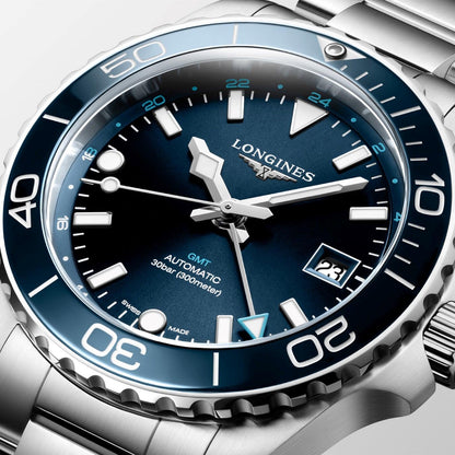 Longines Uhr Hydroconquest GMT 41mm Blau Automatik Stahl L3.790.4.96.6