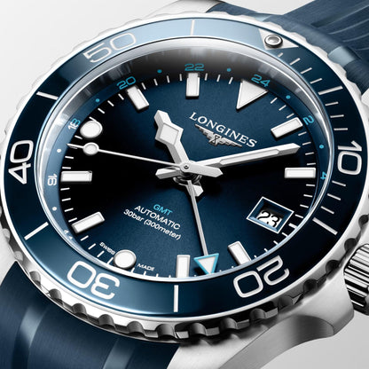 Longines Armbanduhr Hydroconquest GMT 41mm blau Automatik Stahl L3.790.4.96.9