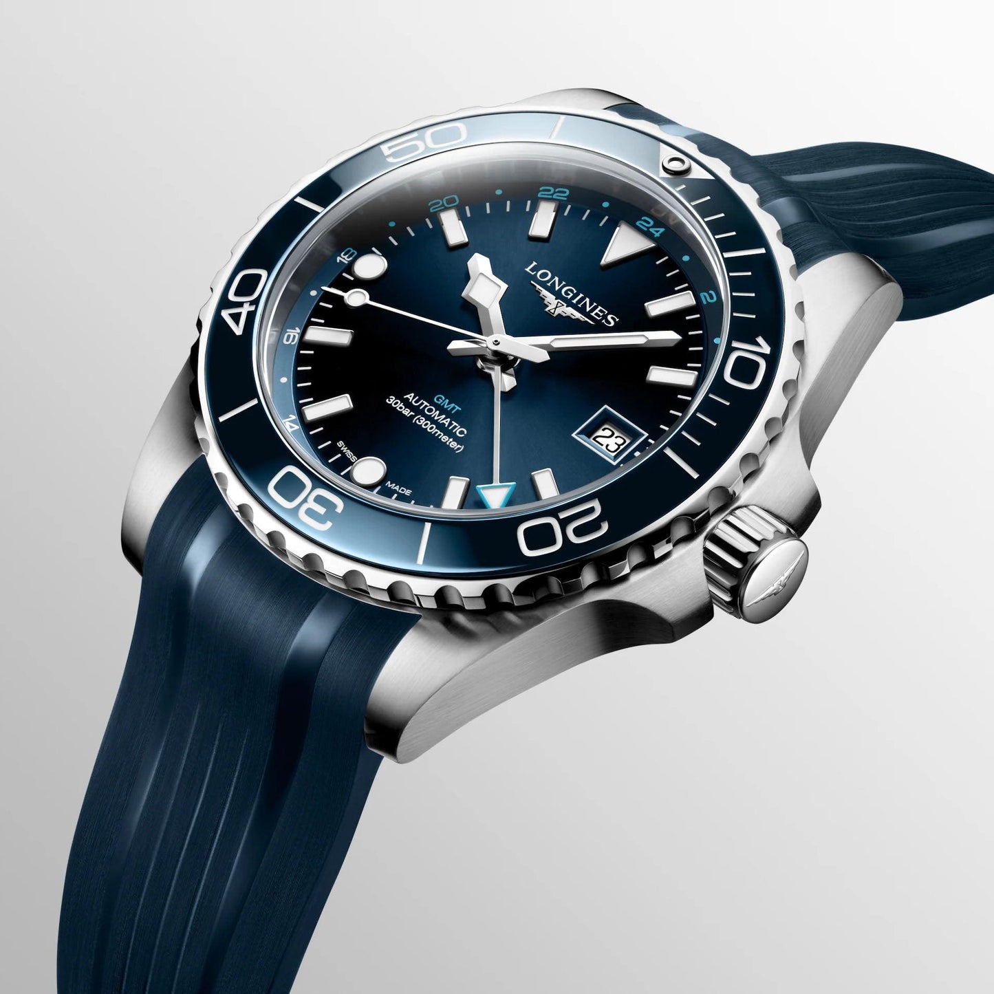 Longines Armbanduhr Hydroconquest GMT 41mm blau Automatik Stahl L3.790.4.96.9