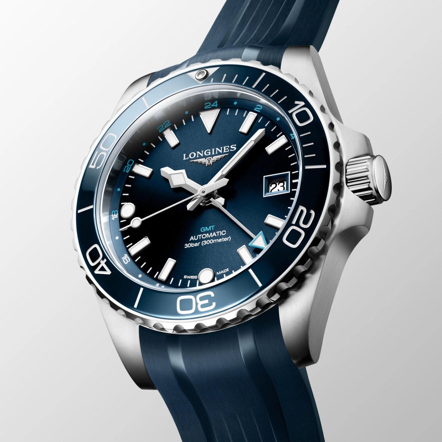 Longines Armbanduhr Hydroconquest GMT 41mm blau Automatik Stahl L3.790.4.96.9