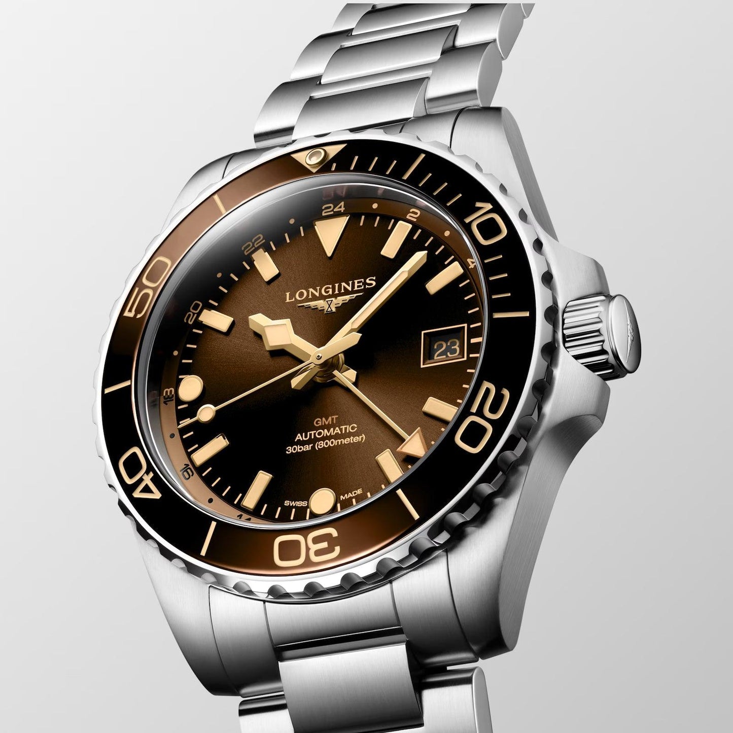 Longines Uhr Hydroconquest GMT 41mm braun Automatik Stahl L3.790.4.66.6