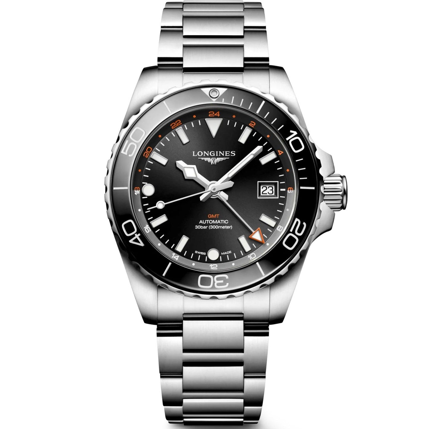 Longines Uhr Hydroconquest GMT 41mm schwarz automatisch Stahl L3.790.4.56.6