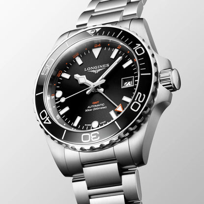 Longines Uhr Hydroconquest GMT 41mm schwarz automatisch Stahl L3.790.4.56.6