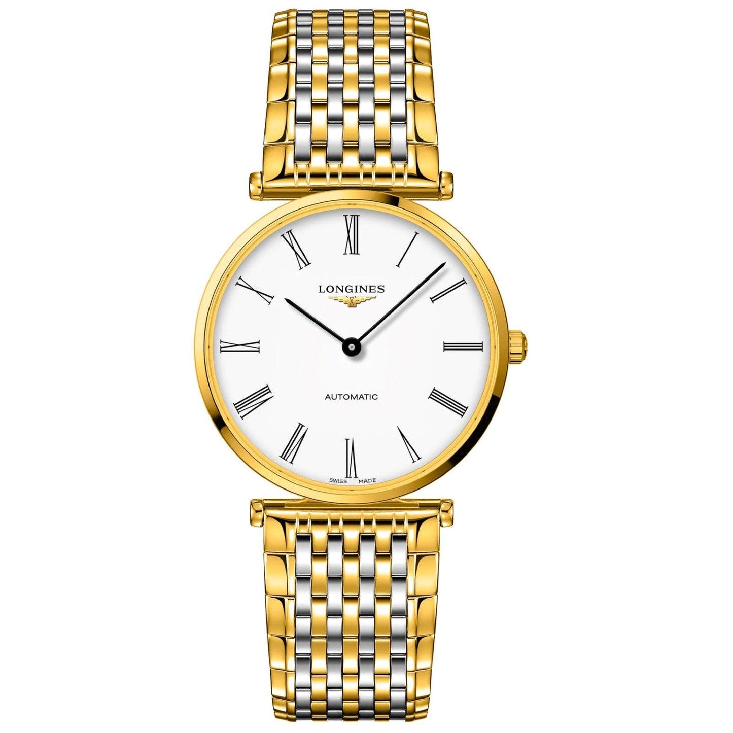 Longines Uhr Le Grande Classique 38mm weiß Automatik Stahl mit PVD-Gelbvergoldung L4.918.2.11.7