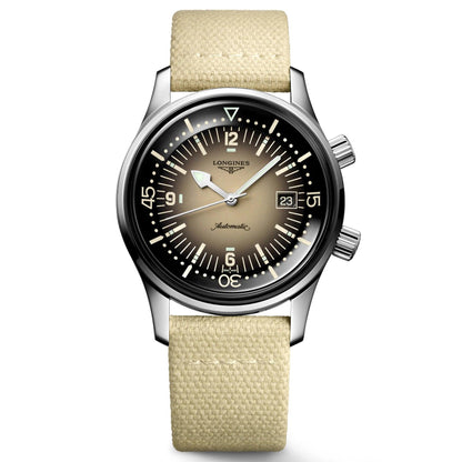 Longines Uhr Legend Diver 42mm Beige Automatik Stahl L3.774.4.30.2
