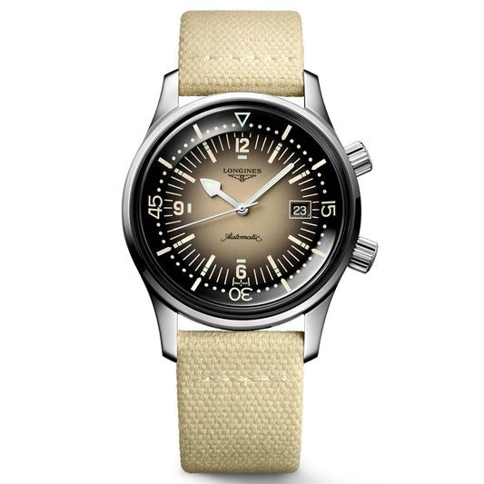 Longines Uhr Legend Diver 42mm Beige Automatik Stahl L3.774.4.30.2