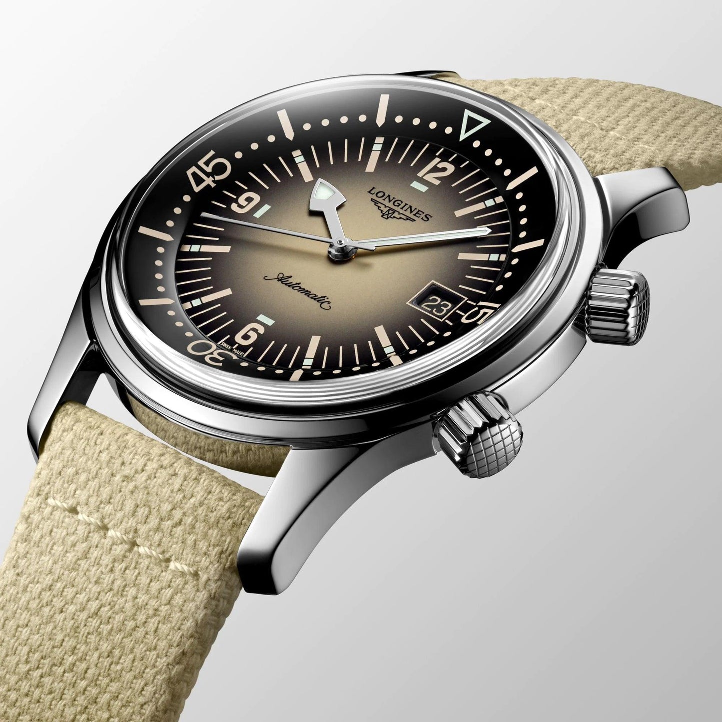 Longines Uhr Legend Diver 42mm Beige Automatik Stahl L3.774.4.30.2