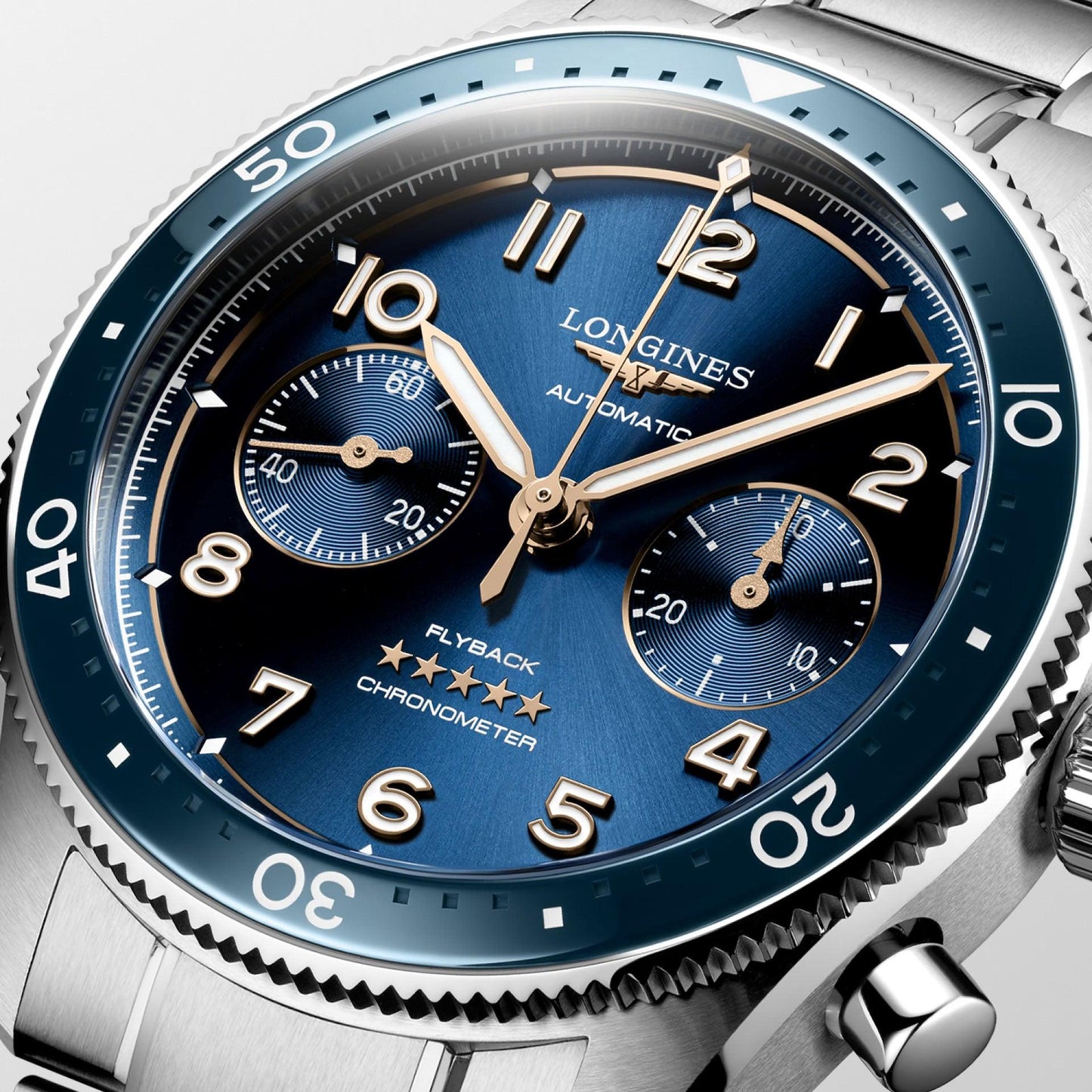Longines Uhr Longines Spirit Flyback 42mm blau Automatik Stahl L3.821.4.93.6